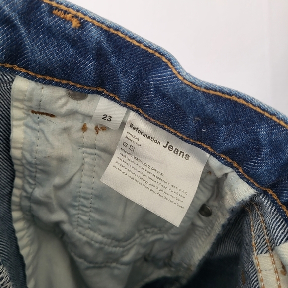Reformation Jeans Cynthia Button Fly High Rise Straight Jeans Zenia Size 23 - Picture 5 of 6